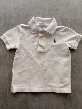 Ralph Lauren Kids White Polo with Green Pony Embroidery